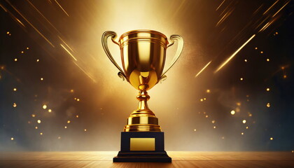 Gold trophy best champion award on success prize winner