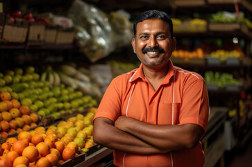 Fototapeta premium fruit store commerce employee concep