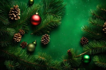 Fototapeta na wymiar Christmas green background with fir branches 