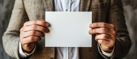 Man holding blank paper.