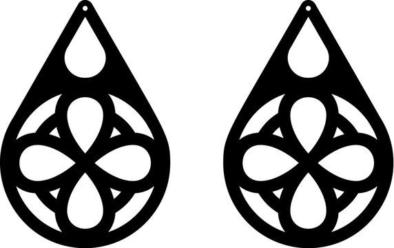 Laser Cuttting Teardrop Earrings Digital Template	