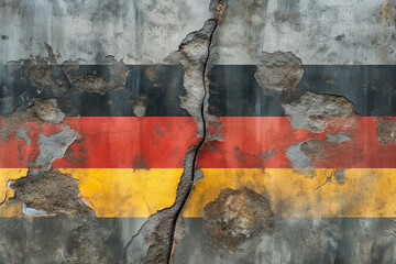 broken flag of germany, election day of the disunited and unsatisfied german nation - obrazy, fototapety, plakaty