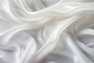 Obraz premium Luxurious closeup of crumpled white silk fabric elegant background and texture design