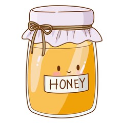 Illustration of honey in the jar isolated in white color