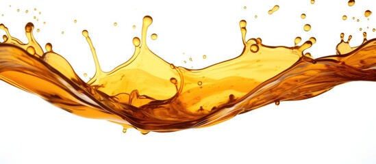 High quality images of oil splashes on a white background, used for DI, captured in real shots. - obrazy, fototapety, plakaty