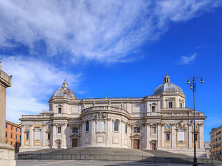 Fototapeta na wymiar Facade of the Basilica of Saint Mary Major in Rome, Italy. 