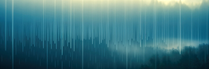 conceptual illustration of sound track symbol from rain in fog - obrazy, fototapety, plakaty