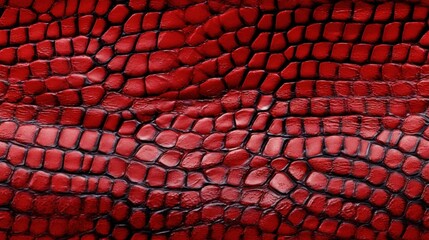 Seamless pattern with red reptile skin scales texture.