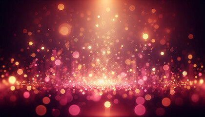 Pink glowing particles and a bokeh effect. Blur effect and light.