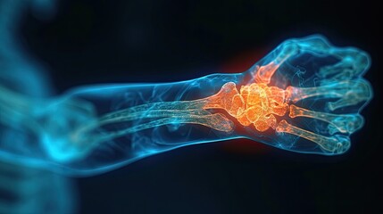 Wrist bones pain recreation, X-rays picture. - obrazy, fototapety, plakaty