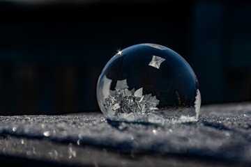 Winter Bubble at -10ºC showing Crystals forming on the sphere