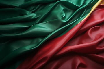 Obraz premium Celebration of bangladesh independence day with waving flag and fabric texture background