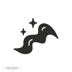 smooth or silky tissue icon, silk fabric, shiny satin material, flat symbol on white background - vector illustration