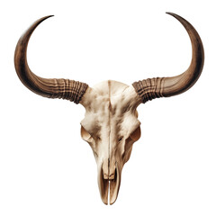 Bull head isolated on a transparent or white background. Head overlay for insertion. Design elements to insert into a design or project.