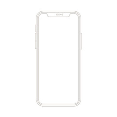 Simple outline of standard smartphone for mockups. User experience design. Vector illustration.