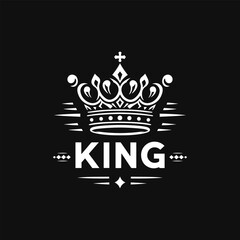 Black and white royal crown lion king logo template, perfect for creating a regal emblem or sign symbol. Stunning vector illustration.