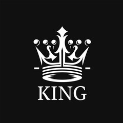 Black and white royal crown lion king logo template, perfect for creating a regal emblem or sign symbol. Stunning vector illustration.