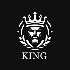 Black and white royal crown lion king logo template, perfect for creating a regal emblem or sign symbol. Stunning vector illustration.