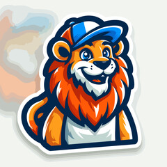  lion sticker ,lion mascot sticker  , cartoonish lion sticker 
