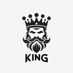 Black and white royal crown lion king logo template, perfect for creating a regal emblem or sign symbol. Stunning vector illustration.