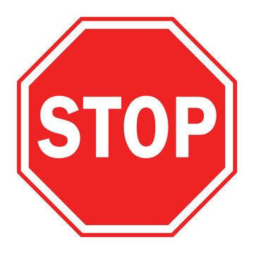 Red stop sign icon vector illustration isolated element.