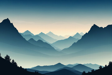 Abstract background silhouette mountain scenery, daylight