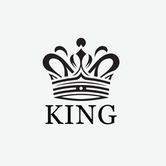 Black and white royal crown lion king logo template, perfect for creating a regal emblem or sign symbol. Stunning vector illustration.