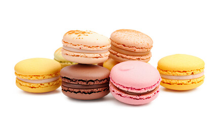 Fototapeta na wymiar Pile of sweet and colorful French macaroons isolated on a transparent background, 