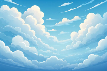 Cartoon cloudy sky background - obrazy, fototapety, plakaty