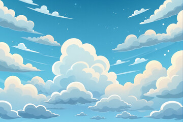 Cartoon cloudy sky background - obrazy, fototapety, plakaty