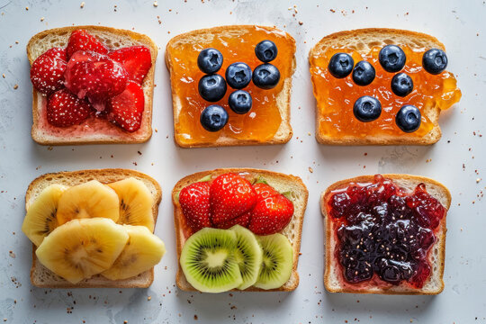 Image generated with AI. Overhead shot of toast with fruit jam