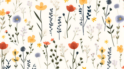 Fototapeta na wymiar Wild flowers wallpaper pattern