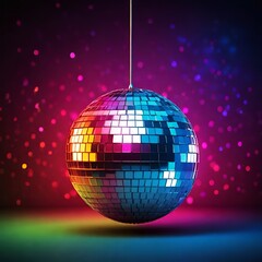 disco ball with lights,night,decoration,vector,Ai generated 