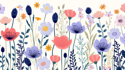 Wild flowers wallpaper pattern