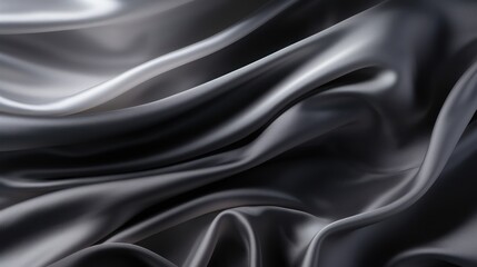 Obraz premium Abstract black background luxury cloth or liquid wave or wavy folds of grunge silk texture satin velvet material for luxurious elegant wallpaper design. High quality illustration