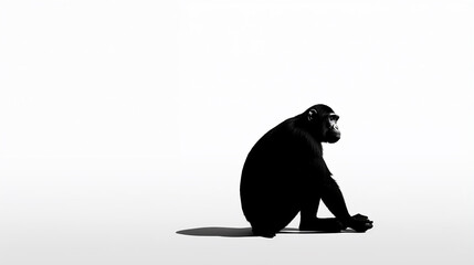 Obraz premium Chimpanzee sitting on the floor isolated on a white background