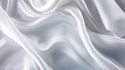 Fotobehang Abstract white background luxury cloth or liquid wave or wavy folds of grunge silk texture satin velvet material for luxurious elegant wallpaper design. High quality illustration © Mari Dein