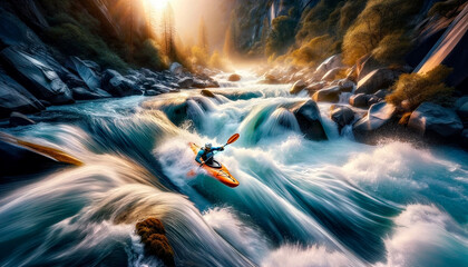 Thrilling River Expedition: Navigating the Raging Rapids in a Solo Kayaking Adventure