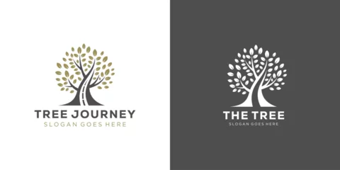 Foto op Canvas Creative Oak Tree Journey Logo. Plant, Tree, Leaf Way, Road with Modern Style. Tree Logo Icon Symbol Vector Design Template. © oinbrand