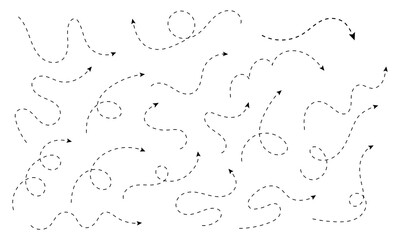 Pure dot style hand drawn doodle arrows set. Vector illustration. - obrazy, fototapety, plakaty