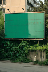 Green billboard mockup. Space to place advertising text.
