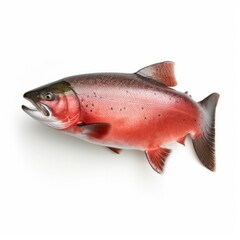 salmon, trout, on white background