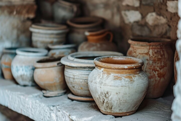Fototapeta na wymiar clay pots in the market