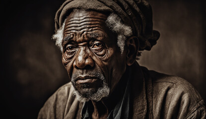 Fototapeta na wymiar poor homeless man portrait, man with a sad look 