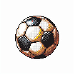 Pixelated art of a soccer football on a white background
