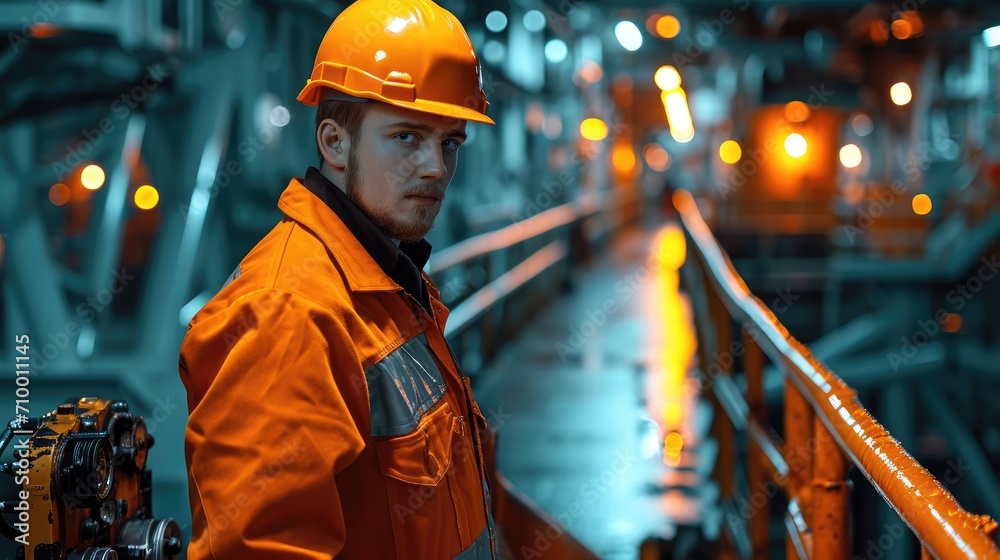 Aufkleber engineer working in oil and gas rig. generative ai.