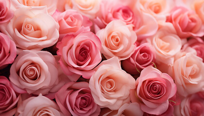 Pink roses closeup, floral background