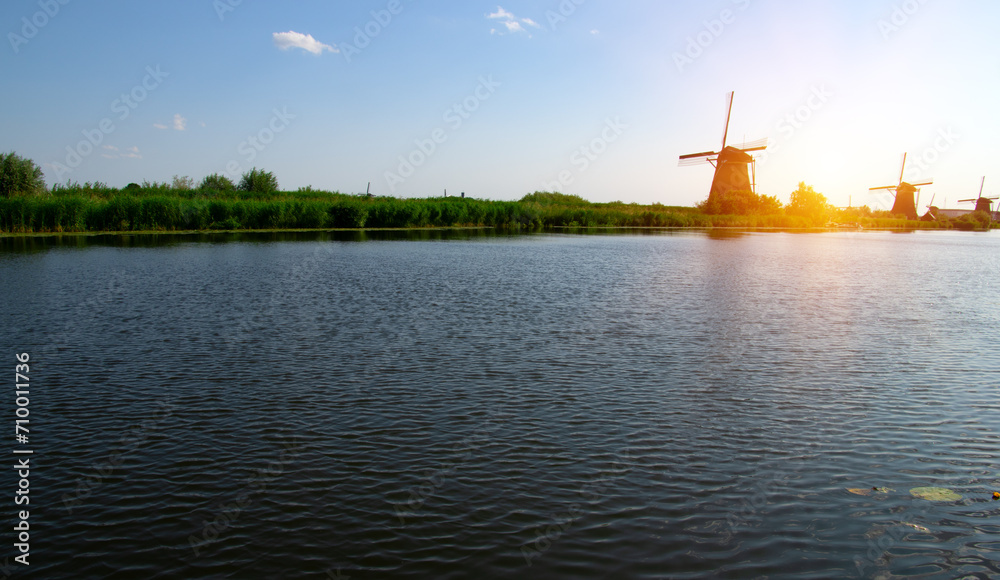 Sticker Windmill on a sunny day in the Netherlands