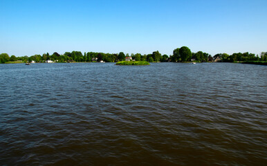 Landscape morning lake and spring scene