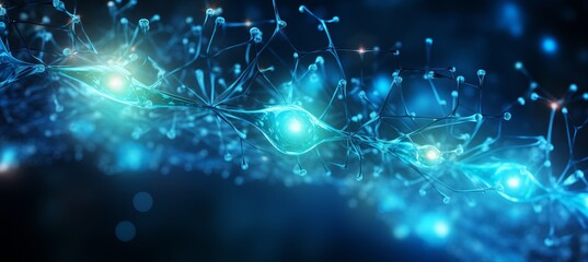 Abstract background with vibrant interconnected neuron cells displaying neural activity